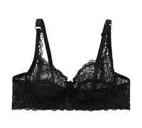Reggiseno a figura intera da donna con ferretto in pizzo sfoderato non imbottito Plus Size copertura ad alto impatto push up a fascia, Nero , 70