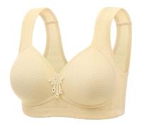 Reggiseno a figura intera da donna di grandi dimensioni Coppa con foro senza orlo Comodo traspirante Raccogliere il seno ad alto impatto push up top a tubo a fascia, Beige, 74