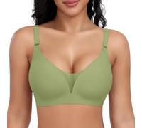 Reggiseno a figura intera Reggiseni senza fili per le donne in pizzo scollo a V senza ferretto Braslettes Copertura Plus Size Quotidiano Alto Impatto Push up Bandeau Tube Top, Verde, S