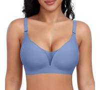 Reggiseno a figura intera Reggiseni senza fili per le donne in pizzo scollo a V senza ferretto Braslettes Copertura Plus Size Quotidiano Alto Impatto Push up Bandeau Tube Top, Blu, S