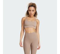 adidas Training - All Me - Reggiseno sportivo marrone gesso a coste a sostegno leggero L