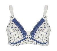 Reggiseno Allattamento Apertura Frontale in Pizzo e Cotone Comodo per Gravidanza e Notte Fiori Blu Taglia 38 85 Reggiseno Maternità con Chiusura Frontale per Allattamento Notturno