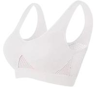 Reggiseno Aria Sollevante E Traspirante Per Donna - Reggiseno Sportivo Senza Cuciture E Senza Fili Raffreddamento Tops Da Allenamento Copertura Completa Bralette Taglie Forti (XL,Bianco)