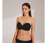 Reggiseno basic a fascia nero, traspirante, senza cuciture, senza spalline, push-up, con ferretto, adatto per magliette 75C,75D,80C,80D,85C,85D,75E,75F,80E,80F,80GColore unico,A strisceTessuto in magl