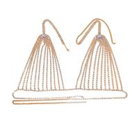 Reggiseno con catena per il corpo con strass, accessori per gioielli alla moda, regolabile, per feste, spiaggia, catena da donna, collana a catena in argento, bikini con ritaglio frontale, abito