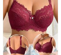Reggiseno con ferretto in pizzo e patchwork, taglie comode per il Natale 85C,85D,90C,90D,90E,95C,95D,95E,100C,100D,100E,105C,105D,105E,110C,110D,110E,95F,100F,105F,85E,85F,90F,110FColore unicoPizzo