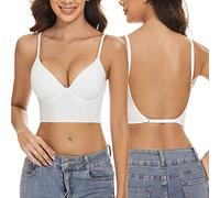 Reggiseno con Schiena Bassa da Donna, Push-Up, Scollo a V Profondo, Spalline Multiway, Convertibile con Filo Sollevamento
