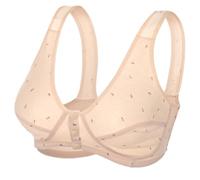 Reggiseno con schiena scoperta, reggiseno da donna con bottone anteriore senza cuciture, reggiseno push-up, comodo per la mamma, per le donne, scollo profondo anteriore senza ferretto, beige., 42