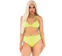 Reggiseno con spalline a gabbia opaco 2 pezzi - O/S / GIALLO NEON