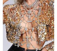Reggiseno con Strass Reggiseno con Catena in Maglia di Cristallo Reggiseno Sexy Scintillante Top Corto Bikini Regolabile Catena sul Petto Discoteca Party Beach Rave Top per Donna