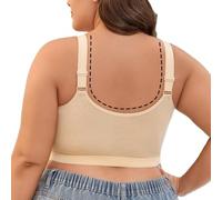 Reggiseno da allenamento per le donne creativo stampato reggiseno con frontiera esplosioni Europa e Stati Taglia Cerchi Pulsante anteriore Biancheria intima Y Reggiseno sportivo, Beige, 74