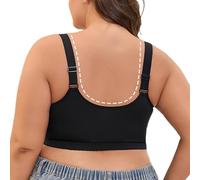 Reggiseno da allenamento per le donne creativo stampato reggiseno con frontiera esplosioni Europa e Stati Taglia Cerchi Pulsante anteriore Biancheria intima Y Reggiseno sportivo, Nero , 72