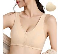 Reggiseno da donna 2026 Comodo Reggiseno per protesi toraciche per sostenere il post supporto. Design con chiusura frontale. Ideale per il bustino estivo Soft Bralette, beige., 48