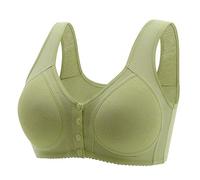 Reggiseno da donna, alla moda, casual, traspirante, con bottoni, top senza ferretto push up 2311, push up, anti abbassamento, senza armatura, da donna, reggiseno con bottone, comodo, verde, 50