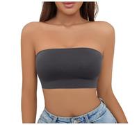 Reggiseno da donna, biancheria intima da donna, non taglie forti, cade dal petto della ragazza, con una linea sulle spalle, top fasciatoio, biancheria intima di sostegno, grigio., L