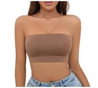 Reggiseno da donna, biancheria intima da donna, non taglie forti, cade dal petto della ragazza, con una linea sulle spalle, top fasciatoio, biancheria intima di sostegno, caffè, M