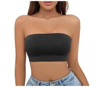 Reggiseno da donna, biancheria intima da donna, non taglie forti, cade dal petto della ragazza, con una linea sulle spalle, top fasciatoio, biancheria intima di sostegno, Nero , S