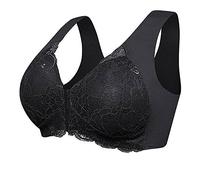Reggiseno da donna Chiusura frontale 5D modellante senza cuciture Push Up Reggiseni in pizzo per le donne Reggiseno sportivo basso supporto, Nero , XXX-Large