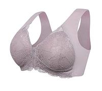 Reggiseno da donna Chiusura frontale 5D modellante senza cuciture Push Up Reggiseni in pizzo per le donne Reggiseno sportivo basso supporto, rosa, XL