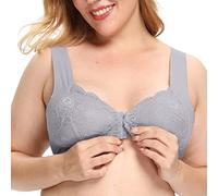 Reggiseno da donna Chiusura frontale 5D modellante senza cuciture Push Up Reggiseni in pizzo per le donne Reggiseno sportivo basso supporto, Grigio, XXL