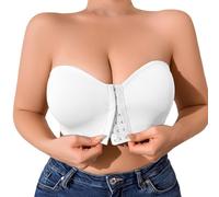 Reggiseno da donna comodo plus size con chiusura frontale per la casa e il tempo libero. Design gancio. Stile versatile per tutto l'anno., bianco, XXL