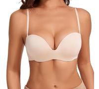 Reggiseno da donna con allacciatura al collo con schiena profonda, scollatura profonda, scollo a balconcino, reggiseno senza schiena con spalline versatili, marrone, 2B