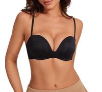 Reggiseno da donna con allacciatura al collo con schiena profonda, scollatura profonda, scollo a balconcino, reggiseno senza schiena con spalline versatili, Nero , 2B