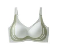 Reggiseno da donna con bordo in pizzo e fibbia sul davanti, senza anello in acciaio, movimento, arricciatura senza cuciture, adattamento, yoga, sonno, grande canotta reggiseno, 1 verde., XXL