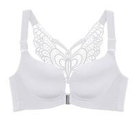 Reggiseno da donna con chiusura frontale, design incrociato, taglie forti, non foderato, senza ferretto, per una copertura completa, comfort e tenuta nella vita di tutti i giorni, grigio., 3XL