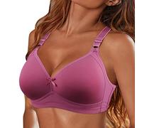 Reggiseno da donna con chiusura frontale, design incrociato, taglie forti, non foderato, senza ferretto, per una copertura completa, comfort e tenuta nella vita di tutti i giorni, Lilla, XXL