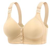 Reggiseno da donna con chiusura frontale, per allattamento al seno, imbottito, senza stiratura, per il sonno, con reggiseno push up, beige., 48