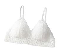 Reggiseno da donna con coppa triangolare in pizzo, bella biancheria intima con schiena, avvolgente sottile sul petto, pettorale, senza ferretto, reggiseno, biancheria intima rossa, bianco, S