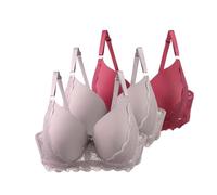 Reggiseno da donna con ferretto, reggiseno in pizzo con spalline regolabili, leggero, traspirante, comodo, intimo per tutti i giorni e per il tempo libero, reggiseno da donna, Nero , 105E
