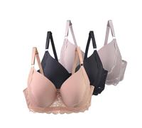 Reggiseno da donna con ferretto, reggiseno in pizzo con spalline regolabili, leggero, traspirante, comodo, intimo per tutti i giorni e per il tempo libero, reggiseno da donna, rosa, 105E