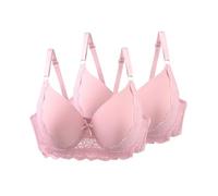 Reggiseno da donna con ferretto, reggiseno in pizzo con spalline regolabili, leggero, traspirante, comodo, intimo per tutti i giorni e il tempo libero, reggiseno sportivo non imbottito, rosa, 105D
