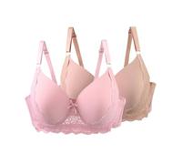 Reggiseno da donna con ferretto, reggiseno in pizzo con spalline regolabili, leggero, traspirante, comodo, intimo per tutti i giorni e il tempo libero, reggiseno sportivo non imbottito, Rosso, 105C