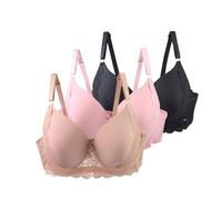 Reggiseno da donna con ferretto, reggiseno in pizzo con spalline regolabili, leggero, traspirante, comodo, intimo per tutti i giorni e per il tempo libero, reggiseno da donna, Azzurro, 105C