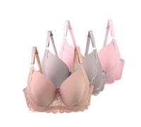 Reggiseno da donna con ferretto, reggiseno in pizzo con spalline regolabili, leggero, traspirante, comodo, intimo per tutti i giorni e per il tempo libero, reggiseno da donna, Rosa acceso, 105D