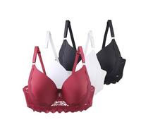 Reggiseno da donna con ferretto, reggiseno in pizzo con spalline regolabili, leggero, traspirante, confortevole, intimo per tutti i giorni e il tempo libero, reggiseni sportivi da donna, Beige, 105E