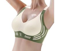 Reggiseno da donna con fibbia sul davanti, bordo in pizzo, senza movimento ad anello in acciaio, arricciatura senza cuciture, adattamento, yoga, sonno, reggiseno grande T Shirt, verde, 5XL