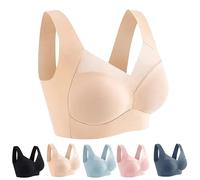 Reggiseno da donna per correggere la postura, traspirante, push-up, copertura completa, senza ferretto, coppa profonda, senza cuciture, reggiseno per taglie forti, Beige, XL(50-60kg)