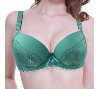 Reggiseno da donna per Dirndl, push up, estremamente grandi, a balconcino, classico, sexy, per costume tradizionale bavarese, comodo e morbido, C01 verde, 100D