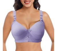 Reggiseno da donna per taglie forti, copertura completa, senza ferretto, senza cuciture, con ferretto, scollo a V, comodo reggiseni per donne Sport con coppe senza fili regolabile atletico, Viola, 72