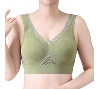 Reggiseno da donna Plus Size per le donne morbido traspirante condensato intimo confortevole interno ferretto medio mamma sportiva reggiseno in nylon, Verde, M