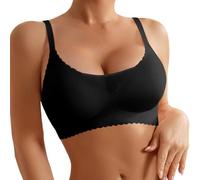 Reggiseno da donna, reggiseni da donna, taglia grande, senza ferretto, senza fili, copertura completa, morbida e confortevole, tinta unita, con cuscinetti rimovibili