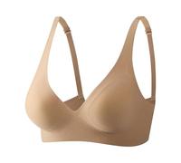 Reggiseno da donna, reggiseno comodo, ideale per la casa e il tempo libero, modello a doppia clip e scollo a V, tinta unita, senza cuciture, adatto a tutte le stagioni