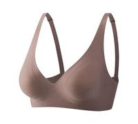 Reggiseno da donna, reggiseno comodo, ideale per la casa e il tempo libero, modello a doppia clip e scollo a V, tinta unita, senza cuciture, adatto a tutte le stagioni