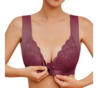 Reggiseno da donna senza ferretto, elasticizzato, comodo, morbido, con schiena scoperta, reggiseno da palestra, leggero, traspirante, lingerie classica, elegante, reggiseno morbido, Colore: rosso, L