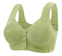 Reggiseno da donna senza ferretto in cotone larghe bretelle, alla moda, aperto davanti traspirante Weicher di grandi dimensioni, reggiseno push-up quotidiano anti-cedimento reggiseno reggiseno, verde