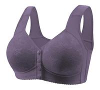 Reggiseno da donna senza ferretto push up classico morbido forte tenuta reggiseno elegante scollo a V minimalista bralette traspirante confortevole bustier leggero per l'uso quotidiano, Lilla, 48